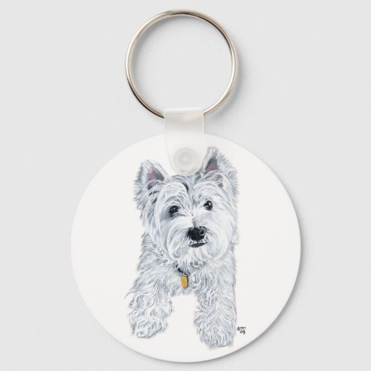 Porte-clés Petit Westie curieux (Recto)