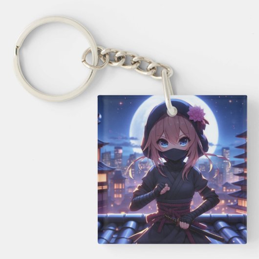 Porte-clés Petite fille guerrière ninja (Devant)