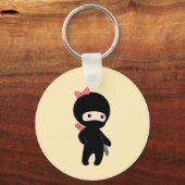 Porte-clés Petite fille Ninja sur jaune (Recto)