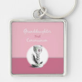 Porte-clés Petite-fille Première Communion rose, Chalice (Devant)