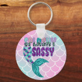 Porte-clés Petite fille Splashy rose violet vert de sirène Qu (Recto)