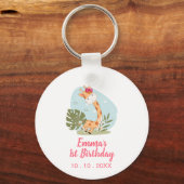 Porte-clés Petite Giraffe (Fille Safari animal) Anniversaire (Recto)