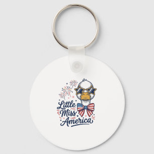 Porte-clés Petite Miss America Canard Patriote Vintage T-Shir