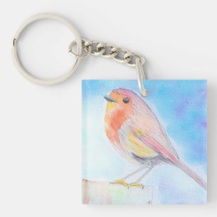 Porte-clés Petite peinture à l'aquarelle Robin