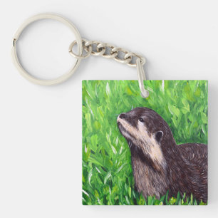 Porte-clés Petite peinture de loutre de rivière