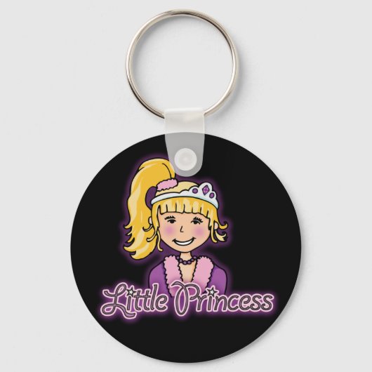 Porte-clés "Petite princesse" cheveux blonds noir porte - clé (Recto)