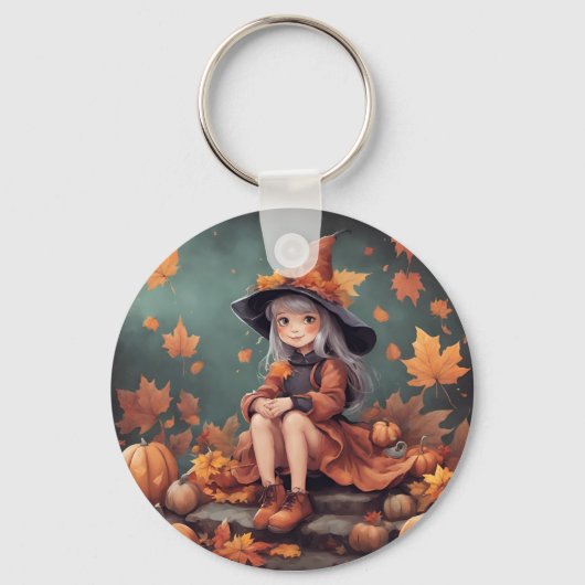 Porte-clés Petite sorcière d'automne (Recto)