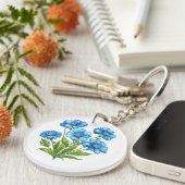 Porte-clés Petites Fleurs Bleues (Devant Droit)
