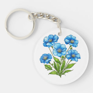 Porte-clés Petites Fleurs Bleues