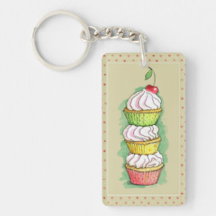 Porte-clés Petits gâteaux d'aquarelle. Illustration de
