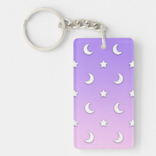 Porte-clés Petits motifs d'étoiles et de lunes blanches