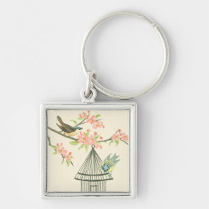 Porte-clés Petits oiseaux étés perché sur une branche et sur