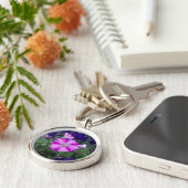 Porte-clés Pétunias rose et violet (Côté)