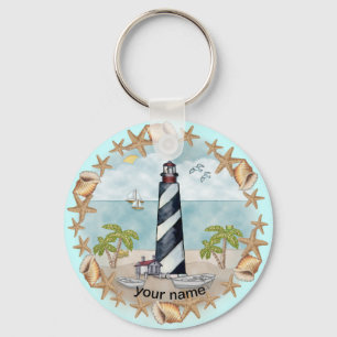 Porte-clés phare aux coquillages de Floride