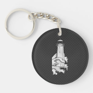 Porte-clés Phare Chrome Style sur fibre de carbone