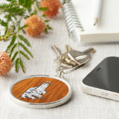 Porte-clés Phare d'argent sur le style bois de teck (Côté)