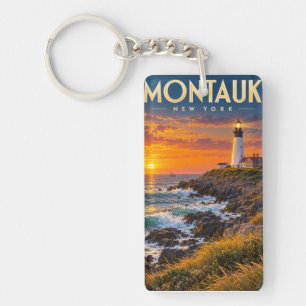 Porte-clés Phare de Montauk Point au coucher du soleil New Yo