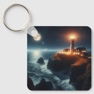 Porte-clés Phare nautique/côtier la nuit avec lune