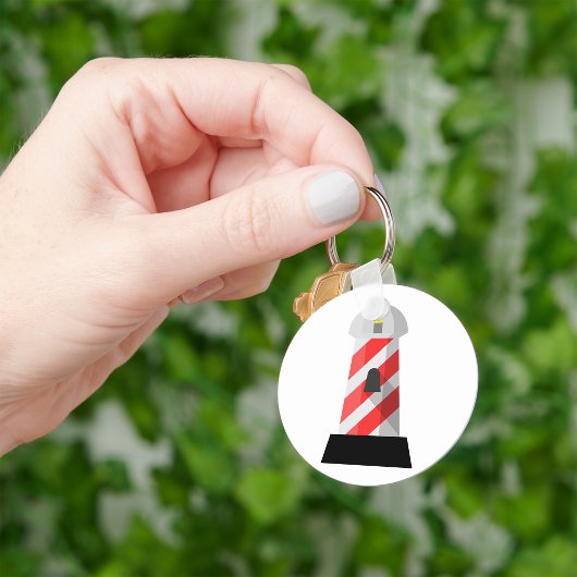 Porte-clés Phare rayé rouge et blanc