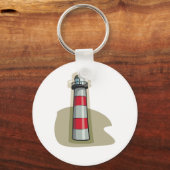 Porte-clés Phare rouge et blanc Thème nautique côtier (Recto)