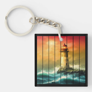 Porte-clés Phare Vintage Bord de Mer Océan Regard