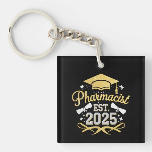 Porte-clés Pharmacien Est 2025 Diplôme en Pharmacie (Devant)