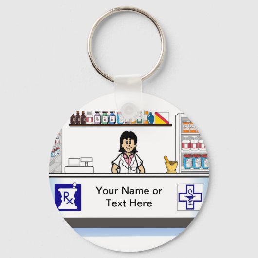 Porte-clés Pharmaciste - Dessin féminin par PrintedPerfection (Recto)