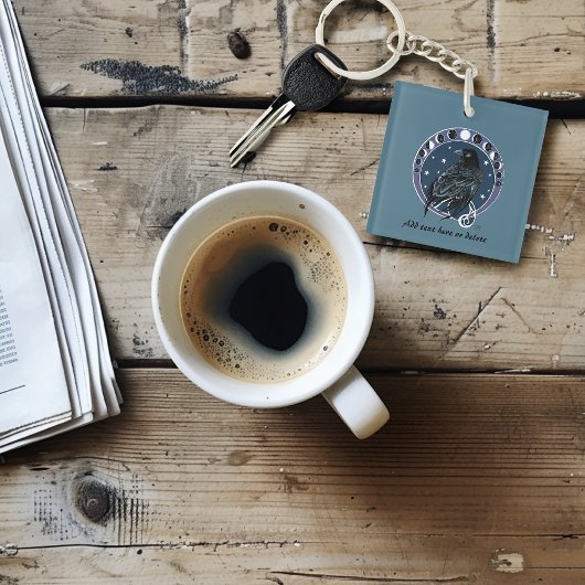 Porte-clés Phases de la lune corail Étoiles Bleu