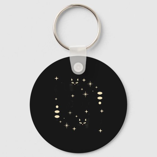 Porte-clés Phases de Lune Sorcière Chat Céleste Art de Chat N (Recto)