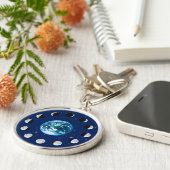 Porte-clés Phases Terre et Lune, sur un Arrière - plan des ét (Côté)