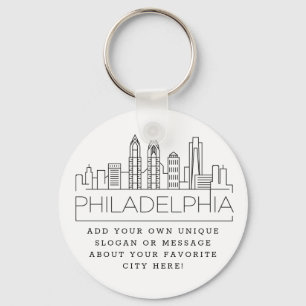 Porte-clés Philadelphie Stylisée Skyline   Slogan personnali