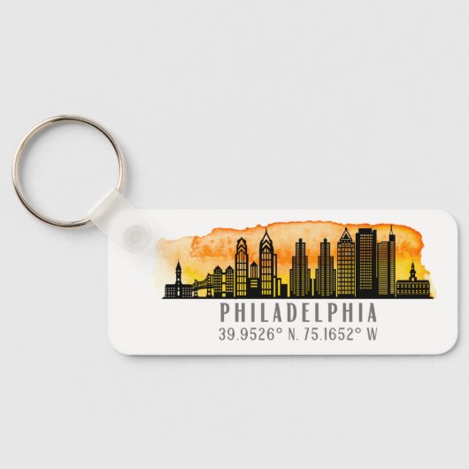 Porte-clés Philadelphie Sunset Skyline Map Coordinates (Verso)