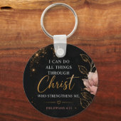 Porte-clés Philippiens 4:13 Floral Chrétien (Verso)