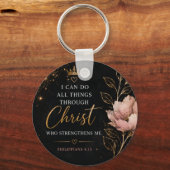 Porte-clés Philippiens 4:13 Floral Chrétien (Recto)