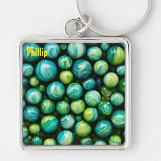 Porte-clés PHILLIP ~ ATTRACTIF ~ Marbres verts ~ Bague de clé