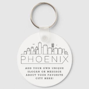 Porte-clés Phoenix, Arizona Stylisée Skyline  Slogan personn