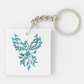 Porte-clés Phoenix bleu se lève sur blanc (Dos)