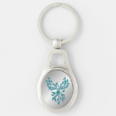 Porte-clés Phoenix bleu turquoise se lève sur l'argent (Devant)