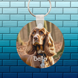 Porte-clés Photo & Aquarelle Cocker Spaniel Personnaliser