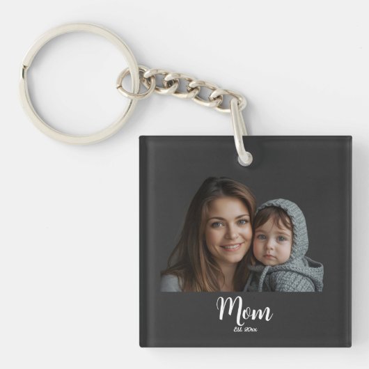 Porte-clés photo avec texte Maman a créé un script (Devant)