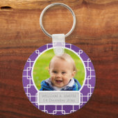 Porte-clés Photo Bébé Avec Nom Elegant Trellis Purple (Recto)