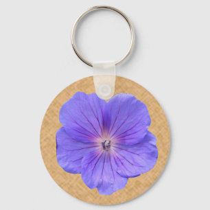 Porte-clés Photo bleue de géranium de fleur
