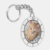Porte-clés Photo. Chat, Papa, interchangeable, Texte, Nom ,Dr (Devant gauche)