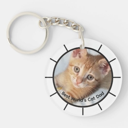 Porte-clés Photo. Chat, Papa, interchangeable, Texte, Nom ,Dr (Devant)