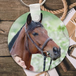 Porte-clés Photo Cheval Personnalisé<br><div class="desc">Emmenez votre meilleur ami avec vous où que vous alliez avec un porte - clé photo de cheval personnalisé. Ce porte - clé équestre photo d'animal de compagnie est le cadeau idéal pour vous, famille ou amis. Customisez avec les photos de chevaux préférées. DROIT D'AUTEUR © 2020 Judy Burrows, Black...</div>