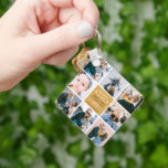 Porte-clés Photo Collage de 1ère Fête des pères<br><div class="desc">Créez votre propre Porte - clé à double face photo 'Daddy & Me'. Design dispose de 8 images carrés insta tendance de votre choix, le texte mignon "Daddy & Me" avec deux petits coeurs - Happy First Fête des pères! un "avec amour" dans un élégant script de calligraphie et un...</div>