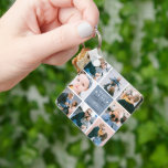 Porte-clés Photo Collage de 1ère Fête des pères<br><div class="desc">Créez votre propre Porte - clé à double face photo 'Daddy & Me'. Design dispose de 8 images carrés insta tendance de votre choix, le texte mignon "Daddy & Me" avec deux petits coeurs - Happy First Fête des pères! un "avec amour" dans un élégant script de calligraphie et un...</div>