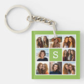Porte-clés Photo Collage personnalisé Monogramme - Vert chaux (Devant)
