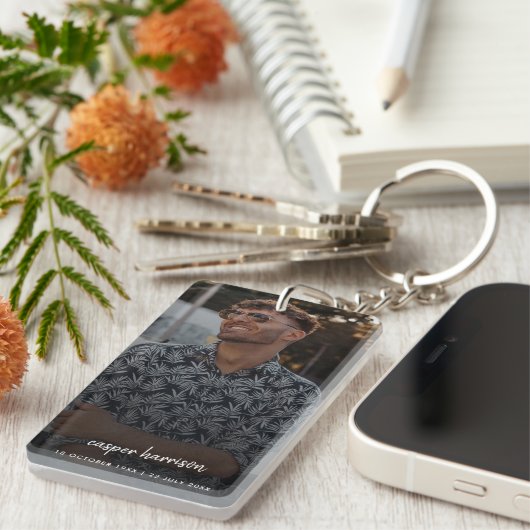 Porte-clés Photo commémorative | In Love Memory Modern Script (Devant droit)