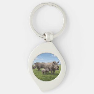 Porte-clés Photo d'agrandissement de la famille des rhinocéro